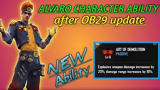 ALVARO CHARACTER ABILITY after OB29 update  Alvaro tips and trick  Alvaro character ability test [upl. by Doley]