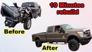 REBUILDING A WRECKED Ford F350 IN 10 MIN [upl. by Yerroc]