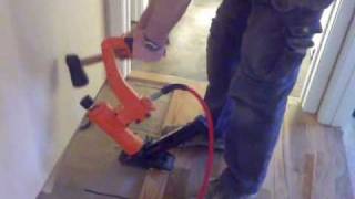 Installing hardwood floors in hallways tight spots angles and doorways [upl. by Kappel224]