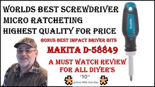 Best Ratcheting Screwdriver Review  Makita D 58849  Bonus Best Impact Driver Bits [upl. by Ailelc]