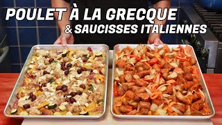 RECETTES RAPIDES FACILES ET ECONOMIQUES AU FOUR  POULET À LA GRECQUE amp SAUCISSES ITALIENNES [upl. by Ahseet]