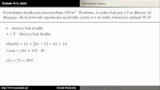 Zadanie 31b  matura z matematyki Zadanie tekstowe  działki zestaw 1 [upl. by Epps]