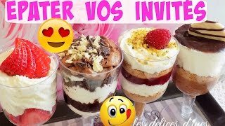 4 IDEE DESSERT FACILE VERRINE Framboise Chocolat Fraise Nutella Speculos [upl. by Anuahsat16]