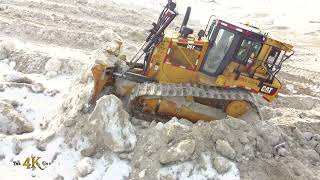 Snowplow Video 55  Bulldozer pushing snow further away creates hill [upl. by Keelin]