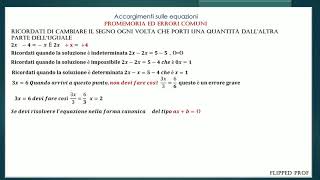 Matematica accorgimenti sulle equazioni promemoria ed errori comuni sulle equazioni di primo grado [upl. by Camroc621]