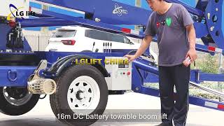 16m DC power Towable Boom Lift by LGLIFT China [upl. by Weixel666]