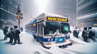 NYC 5AM Snow Walk in Manhattan  Heavy Snowfall in New York City 4K NYC Snow Walk in Manhattan ASMR [upl. by Arenat]