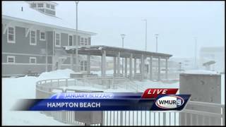 Snowstorm contines to pound Hampton Beach [upl. by Mcleod29]