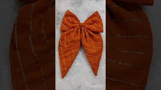 Trendy amp stylish long tail hair bow🦋 easy scrunchies diy crafts shorts diy craft bow easytomake [upl. by Adnalue]