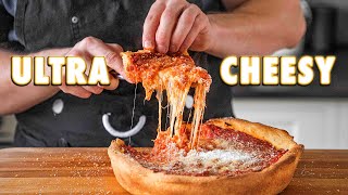 Super Cheesy Homemade Deep Dish Pizza [upl. by Oicelem]