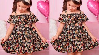 Very Easy Baby Frock Cutting and stitching with Elastic Yoke  Baby Frock [upl. by Nayrda849]