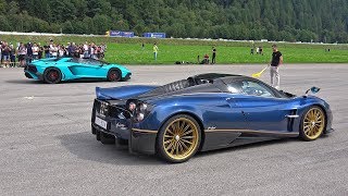 Pagani Huayra Roadster vs Lamborghini Aventador LP7504 SV Roadster [upl. by Jaf]