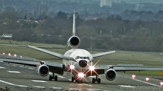 Biman Bangladesh DC10 External View Takeoffs amp Landings  Birmingham Airport with ATC [upl. by Darom242]