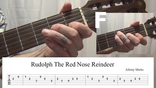 Rudolph The Red Nosed Reindeer Guitar Lesson Tabs and Chords [upl. by Hax]