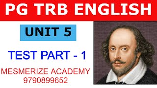 PG TRB ENGLISH UNIT 5 MCQ PART 1 [upl. by Idell]