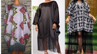 How to make a simple short bubuagbada gown with fringetassel trendy bubu gown with fringe [upl. by Drofhsa795]