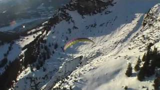 Gleitschirmfliegen im Winter am Nebelhorn Allgäu wwwtandemfliegenallgaeude [upl. by Akerue]