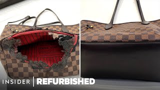 How A Burned Louis Vuitton Neverfull Bag Is Restored  Refurbished  Insider [upl. by Justicz114]