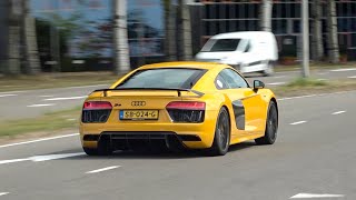 Audi R8 V10 with Quicksilver Exhaust  Revs Launch Control and Loud Acceleration Sounds [upl. by Meldoh]