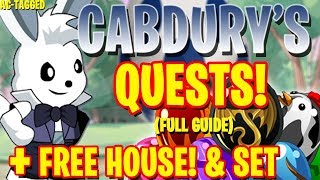 AQW  CABDURYS QUESTS Globetrotting Quests FULL Walkthrough amp Easter Egg House  ITEM Showcase [upl. by Aronel759]