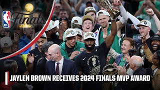 Jaylen Brown receives 2024 Bill Russell Finals MVP Trophy 🏆  2024 NBA Finals [upl. by Bogosian]