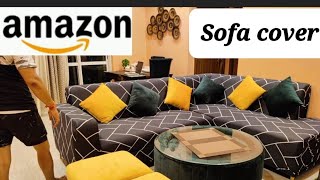 Amazon Elastic sofa cover Amazon sofa cover review How to install a elastic sofa cover  L shap [upl. by Quin]