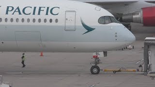 Cathay Pacific A350 Push Back and Engine Start at Manchester Airport [upl. by Gerti781]