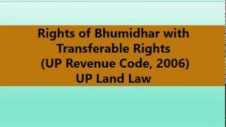 Rights of Bhumidhar with transferable rights [upl. by Elodie]