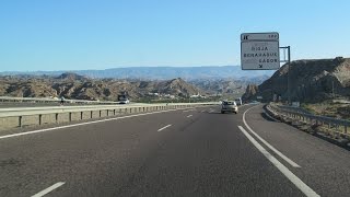 Spain A92 through the Tabernas Desert Almería  Gérgal [upl. by Annaigroeg]