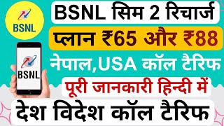 BSNL 2 रिचार्ज Plan ₹65 और ₹88 नेपाल Or USA सस्ते टैरिफ Bsnl 88 Rs Plan Details Bsnl Nepal Plan 2023 [upl. by Umberto568]