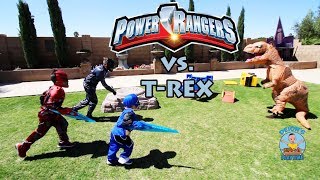 Power Ranger unite to face off agains the TRex  Deions Playtime Skits [upl. by Oninrutas]