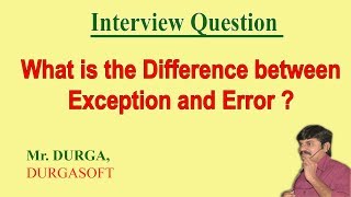 Difference between Exception and Error [upl. by Pascasia965]