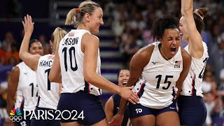 USA women earn crucial win over France to advance to volleyball QFs  Paris Olympics  NBC Sports [upl. by Rehpotsirhc550]