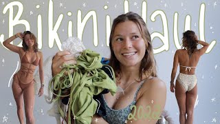 SUMMER BIKINI TRY ON HAUL 2022  neutral colours and cute designs  knitted and scrappy suits [upl. by Arodoeht]