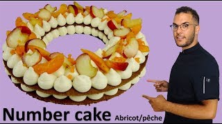 recette NUMBER CAKE abricotpêche  apricot and peach number cake EN subs [upl. by Rebmeced]