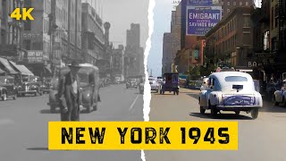 NEW YORK CITY 1945  Upscaled amp Colorized 60 FPS [upl. by Drof677]