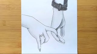 Romantic Couple Holding Hands pencil sketch  How to draw Holding Hands [upl. by Meridel579]