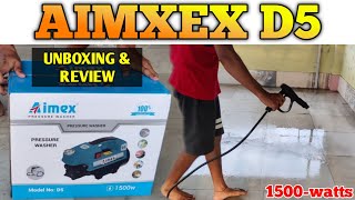 Aimex D5 1500 Watt High Pressure Car Washer With foam  100 Copper Winding  UNBOXING AND REVIEW [upl. by Aileno]