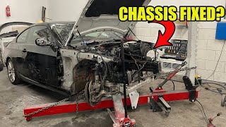 Rebuilding A Wrecked BMW E92 325I M SPORT From Copart  CHASSIS REPAIR PART 7 [upl. by Wanda553]