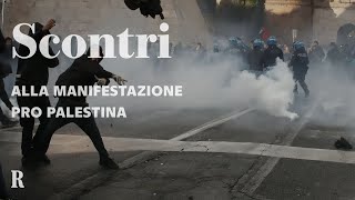 Scontri alla manifestazione pro Palestina a Roma [upl. by Jabin585]