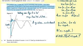 2019II Sinusoide en lijn vraag 13 14 en 15 havo wiskunde B [upl. by Dett]