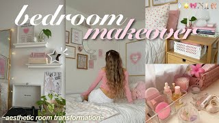 AESTHETIC ROOM MAKEOVER 🏹🪞🎀 pinterestinspired room transformation [upl. by Elliot458]