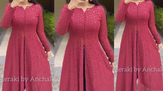 front open kurti cutting and Stitchingparty wear dressfront slit kurti designfront open kurti [upl. by Aksoyn]