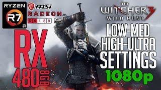 RX480 8gb on Witcher 3 LowMedHighUltra Settings 1080p FPS Benchmark Test [upl. by Eterg662]