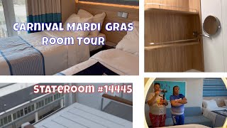 Carnival Mardi Gras Room Tour  Stateroom 14445 Balcony [upl. by Irim]