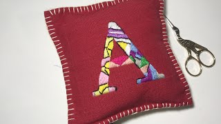 تطريز يدوي سهل amp شرح غرزة البطانية ampطريقة عمل مخدة صغيرة amp blanket stitch hand embroidery [upl. by Roslyn2]