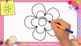 Comment dessiner une fleur FACILEMENT etape par etape pour ENFANTS 4 [upl. by Lexis784]