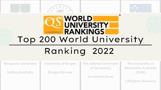 2022Top 200 Qs World University Ranking 2022｜QS 2022 University Ranking ｜QS Ranking 2022 [upl. by Halimeda]