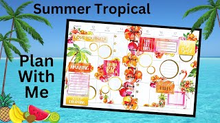 Last Summer Spread  Recollections 6x6 paper pad  Planything Tropical Plan With Me  Happy Planner [upl. by Staffan]