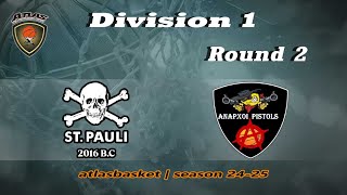 Atlasbasket  Div 1Round 2  SAINT PAULI vs ANARXOI PISTOLS [upl. by Noryt185]